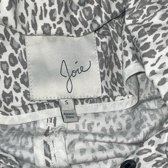 Joie Womens S White Gray Barker Jacket Leopard Print Windbreaker Zip Toggle Hood - Picture 8 of 9